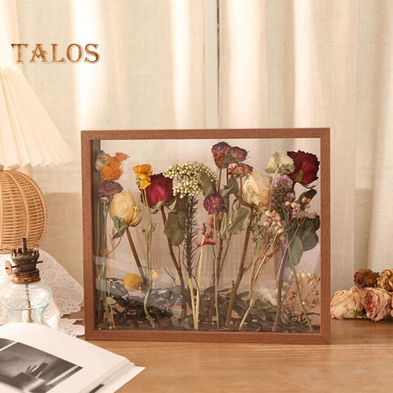 Holz-Fotorahmen, durchsichtiger, doppelseitiger Ausstellungsständer, rustikaler schwebender Bilderrahmen für den Schreibtisch, zur Präsentation getrockneter Blumen, DIY-Bastelarbeiten