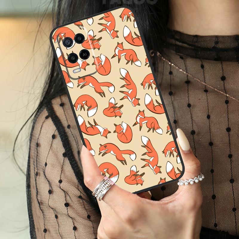 Cartoon Foxes Animal Case For Oppo A74 A94 A54 A80 A60 A40 A18 A38 A58 A78 A98 A96 A76 A16 A15 A17 A57 A77 A5 Pro