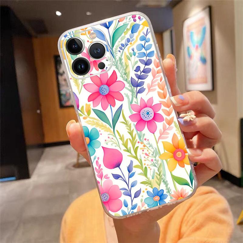 Flower Aesthetic Phone Case For Iphone 15 14 Pro Max 13 12 11 Pro Max XSMax XR 12 13 Mini 14 Plus