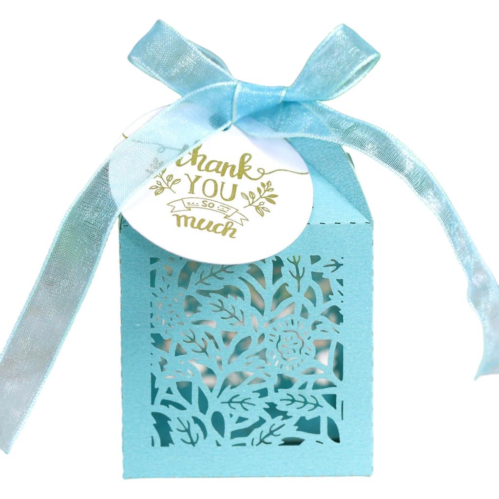 50 szt. Opakowanie na Walentynki Pudełko na Cukierki Dekoracja Róża Kwiat Pudełka na Cukierki na Słodycze Ślub Chrzest Etykietki z Podziękowaniami