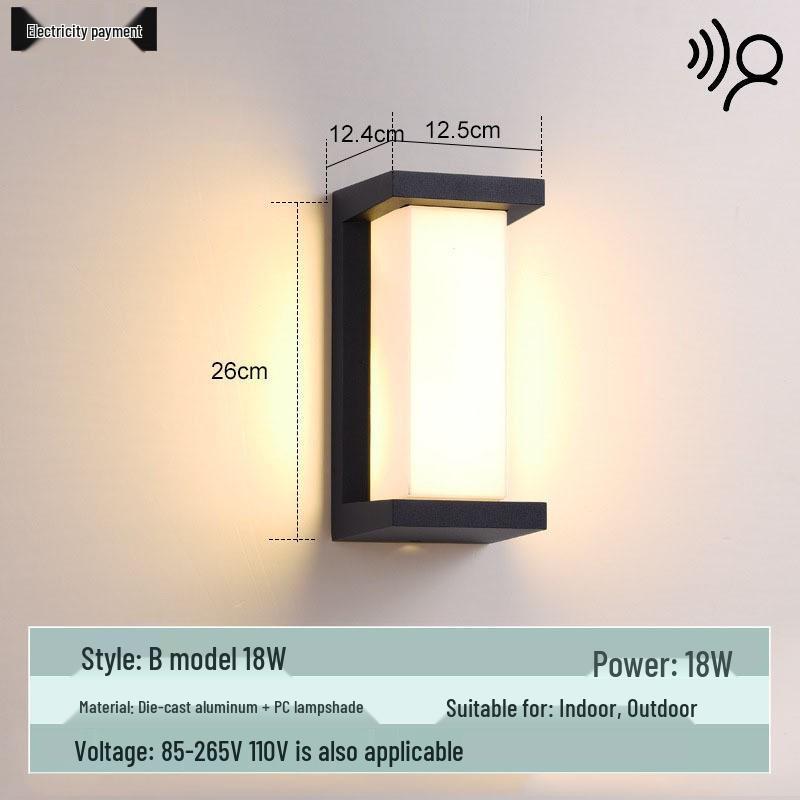 Waterproof Minimalist LED Wall Light with Smart Sensor for Outdoor Use