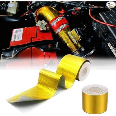 2 Rollos Cinta Protectora de Calor de Alta Temperatura Adhesiva Reflectante 2 Pulgadas x 16 Pies Dorado