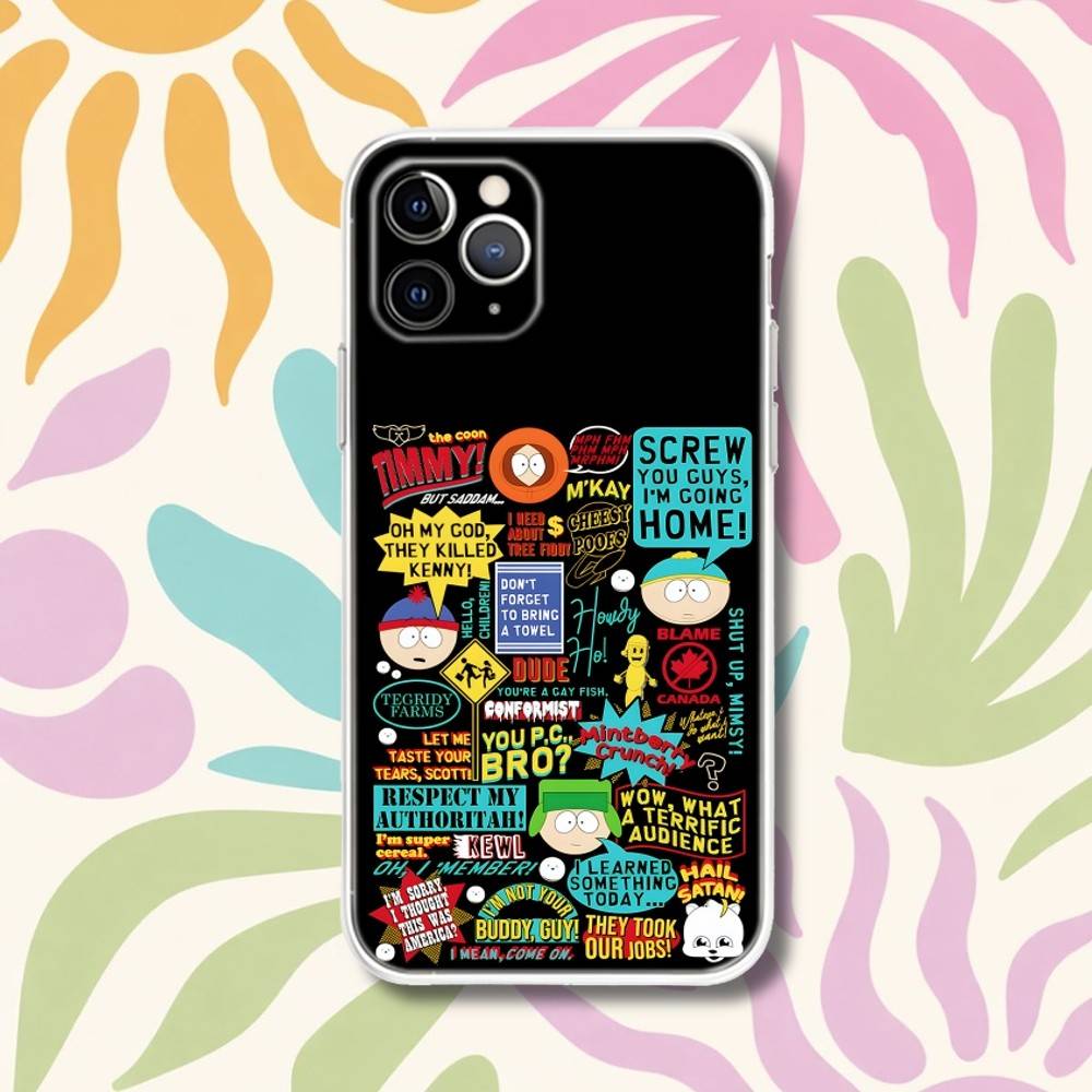 S-South Cartoon Park Transparent Phone Case For iPhone 17,13,15,12,11,14,16 Pro Max Mini 7,8 Plus SE4,17E Air Fundas