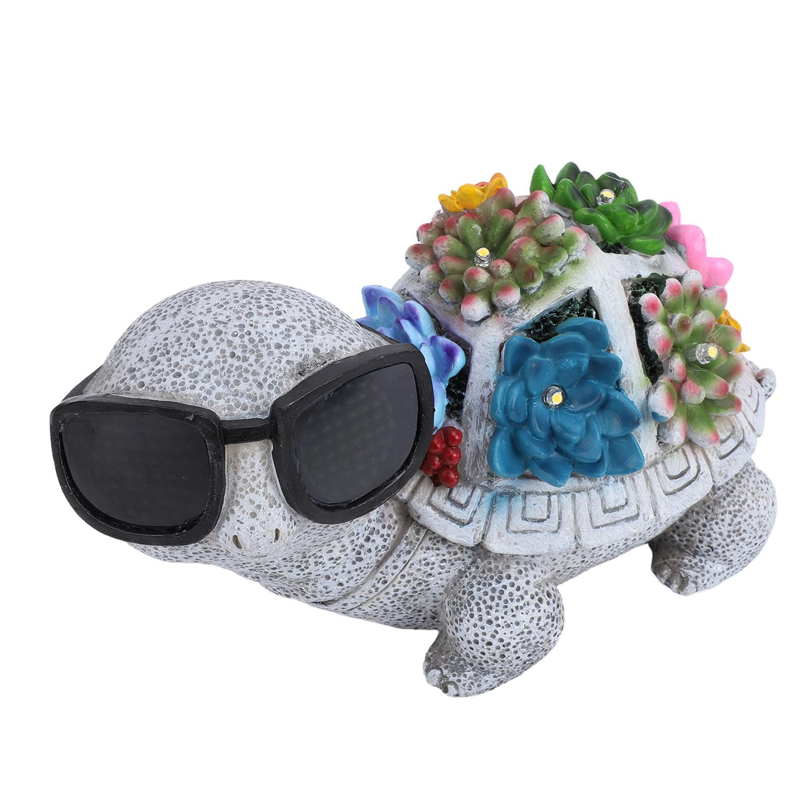 

Solar Powered Turtle Statue Resin Water Proof Turtle Figurine LED Light Decorative Ornament for Outside Yard Lawn Patio