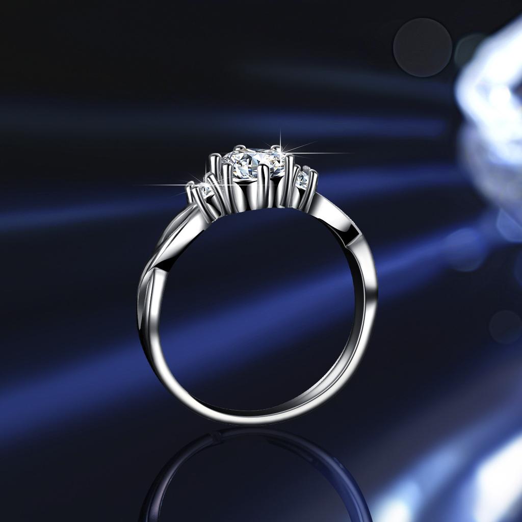 Bestselling S925 Sterling Silver Ring 0.5CT Color Moissanite with 8 Hearts 8 Arrows Cut