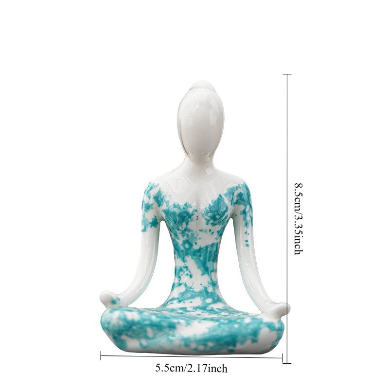 Ceramic Yoga Girl sculptures and figurines Creative Zen Home Room Office Yoga Room Table decoration and accessories