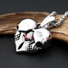 Vintage Stainless Steel Love Heart Skull with Red Gemstone Pendant Necklace for Men Women Fashion Punk Jewelry Gift Dropshipping