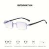 pcs Vintage Style Reading Glasses Rectangular Rimless Frame Anti Blue Light Glass for Farsightedness