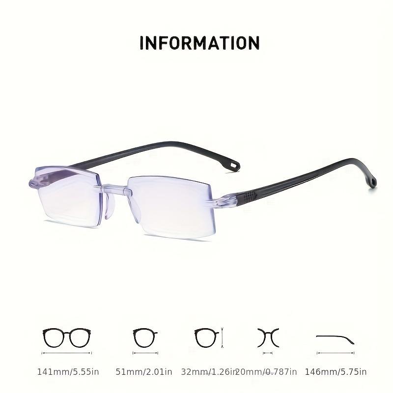 pcs Vintage Style Reading Glasses Rectangular Rimless Frame Anti Blue Light Glass for Farsightedness