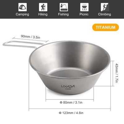 4 τεμ. Μπολ Τιτανίου Lixada 260ml με Αναδιπλούμενη Λαβή για Υπαίθριο Κάμπινγκ, Πεζοπορία, Ταξίδια με Σακίδιο, Πικνίκ
