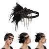 1920s Flapper Party Costume Accessories Headband for Women Vintage Rhinestones Feather Headpiece Makeup PartyWear