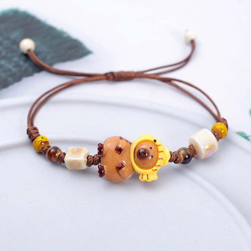 Vintage Star Ceramic Braided Rope Bracelets For Women Girls Sweet Bohemian Style Adjustable Bangles Jewelry Accessories Gifts