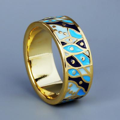 Literary and Retro Exotic Ethnic Style Womens Ring Handmade Glue Exquisite Fashionable Colorful Enamel Rings