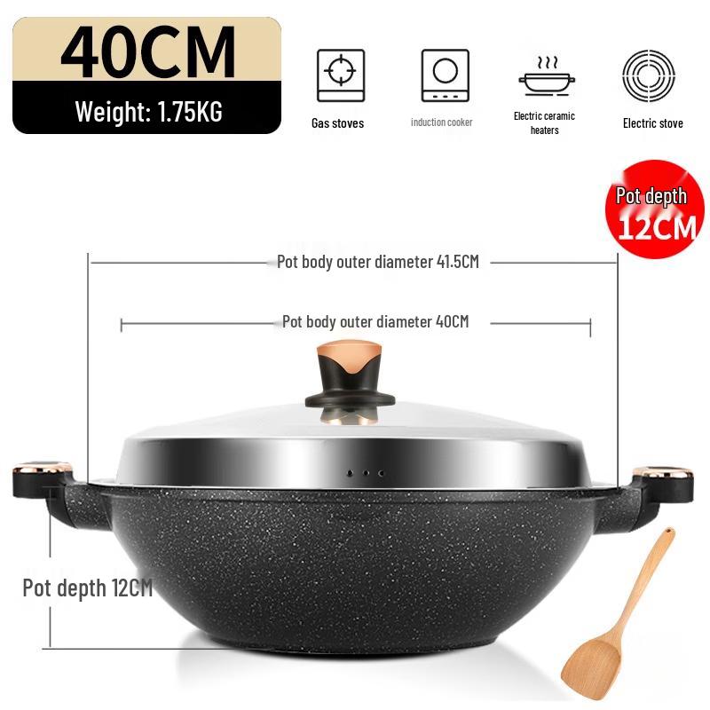 ZISIZ 40CM Universal Double Handle Wok