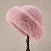 Women's Luxury Faux Mink Fur Bucket Hat - Autumn/Winter Versatile Plush Design with Large Circumference and Ear Protection.