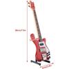 Hztyyier Wooden Miniature Guitar Red Mini Bass Replica Mini Musical Instrument Model with Stand for Home Decoration