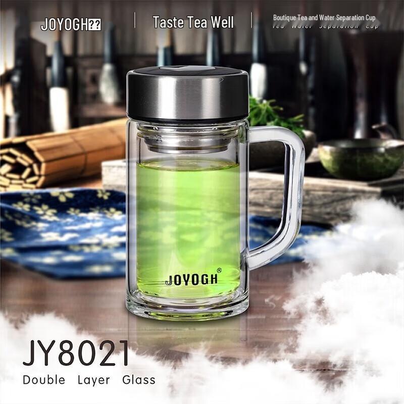 JOYOGH Double-Layer Borosilicate Glass Mug with Infuser