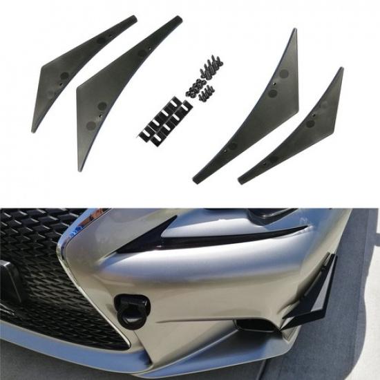 

4pcs Black Front Bumper Canard, Body Diffuser F, Universal Fit For Any Car