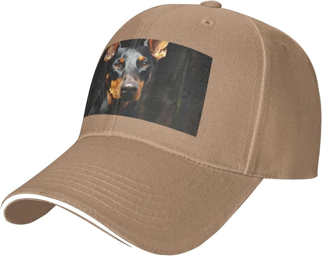 Doberman Print Baseball Cap Adjustable Polyester Casual Outdoor Golf Dad Hat Unisex