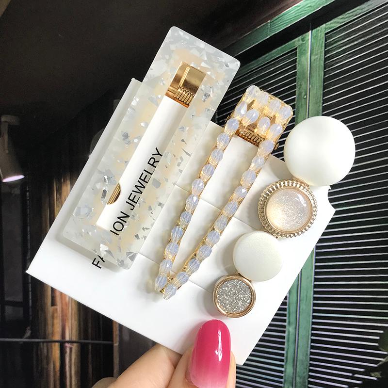 Fashion Hair Pins Side Clip Set Sweet Acrylic Waterdrop Hair Barrettes For Women Girls Korean Geometric Hair Accessories Jewelry