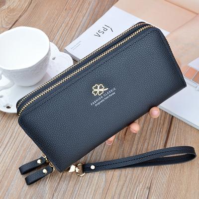 Pochette da donna Borsa per telefono con doppia cerniera moda Borsa da donna in pelle artificiale Portafoglio