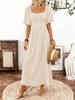 Damen Boho-Kleid mit quadratischem Ausschnitt und Rüschenärmeln