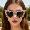 Heart-Shaped Women's Party Sunglasses with Pearls - Stylish Glasses for Weddings and Birthdays.
