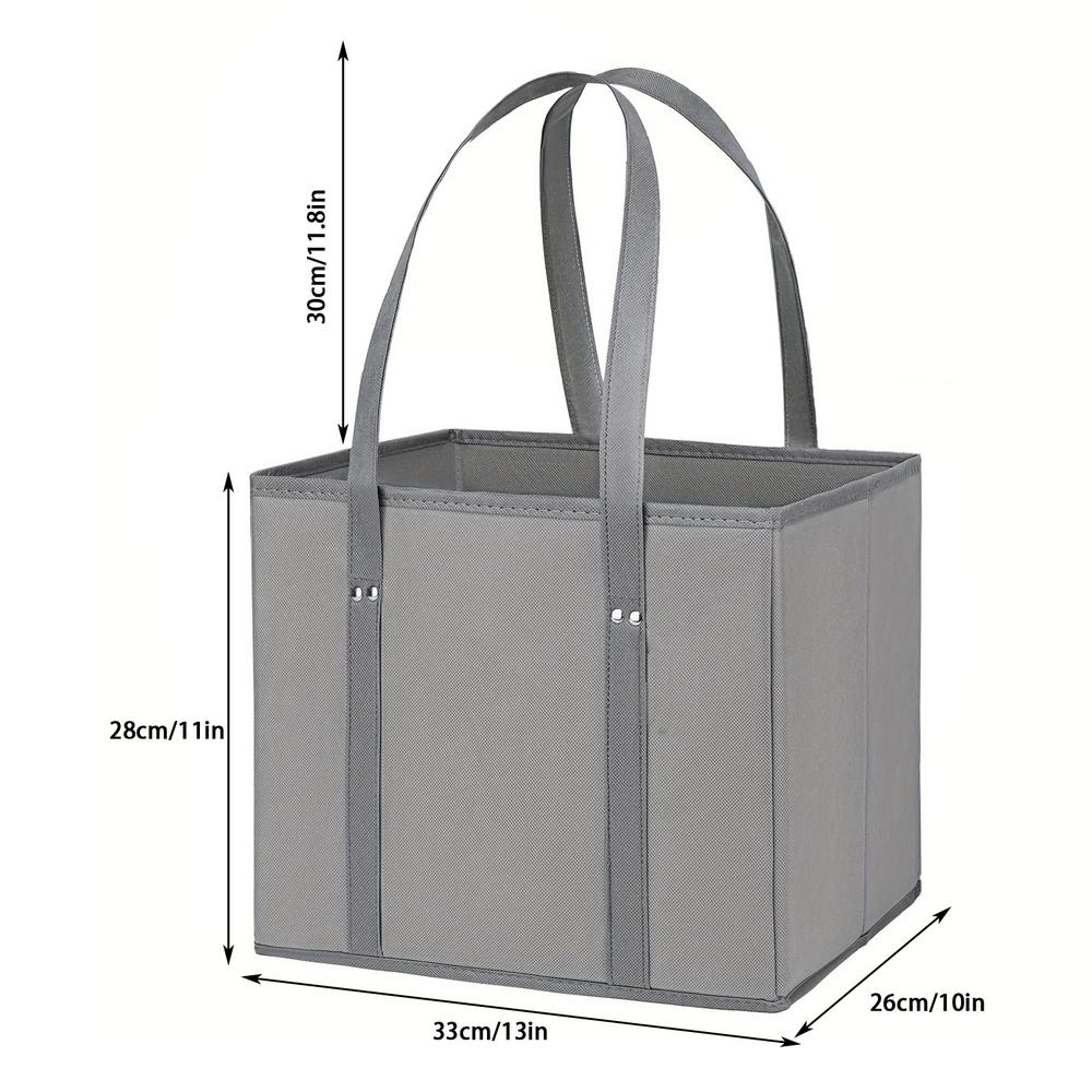 

Reusable Shopping Bags Grocery Bags Shopping Totes Large Tote Bag Long Handles Cloth Shopping Bags With Thick Bottom For Grocery сірий колір