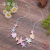 Color Painted Oil Shell Starfish Necklace, Small Fresh and Sweet Cute Lady Versatile Starfish Necklace