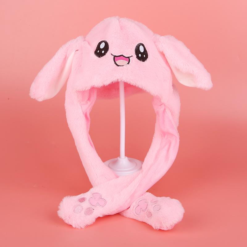 Bunny Ears Plush Hat Cute Bunny Hats Moving Ear Rabbit Hat with Moving Ears Cute Soft Plush EMA
