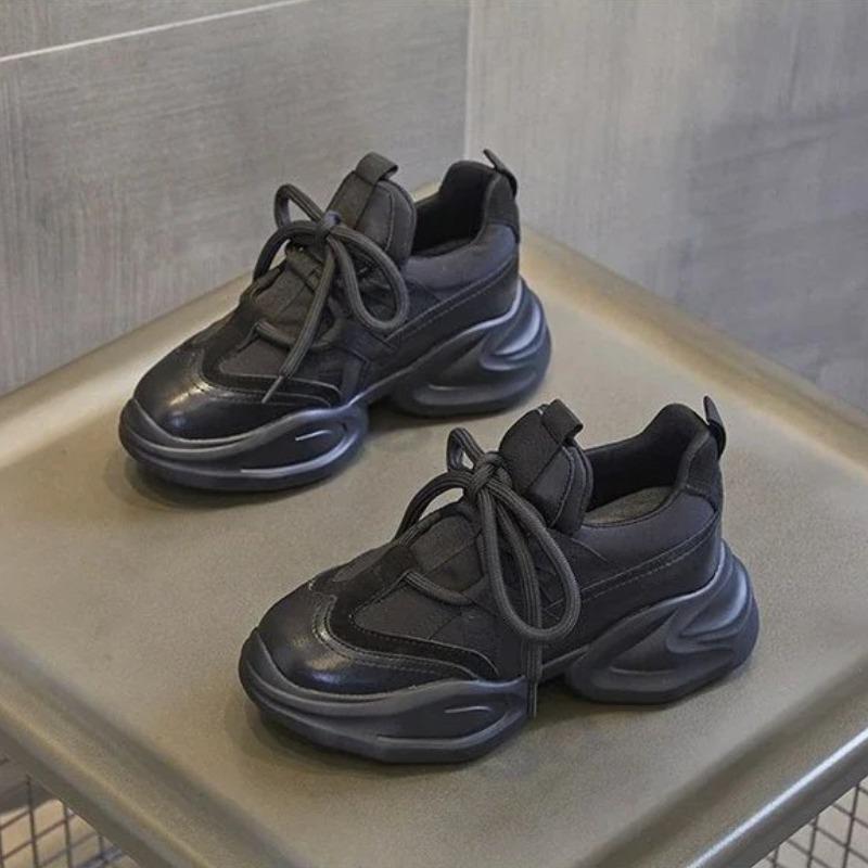 Fashion Casual Breathable Sneakers for Woman Lace-Up Height Increasing Sports Shoes Comfort Soft-soled Trainers Platform Running Shoes