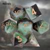 7 Pcs Black Green Golden Number Sharp Edge Resin Dice Polyhedral Dice Suitable for Role-Playing RPG    Board Game