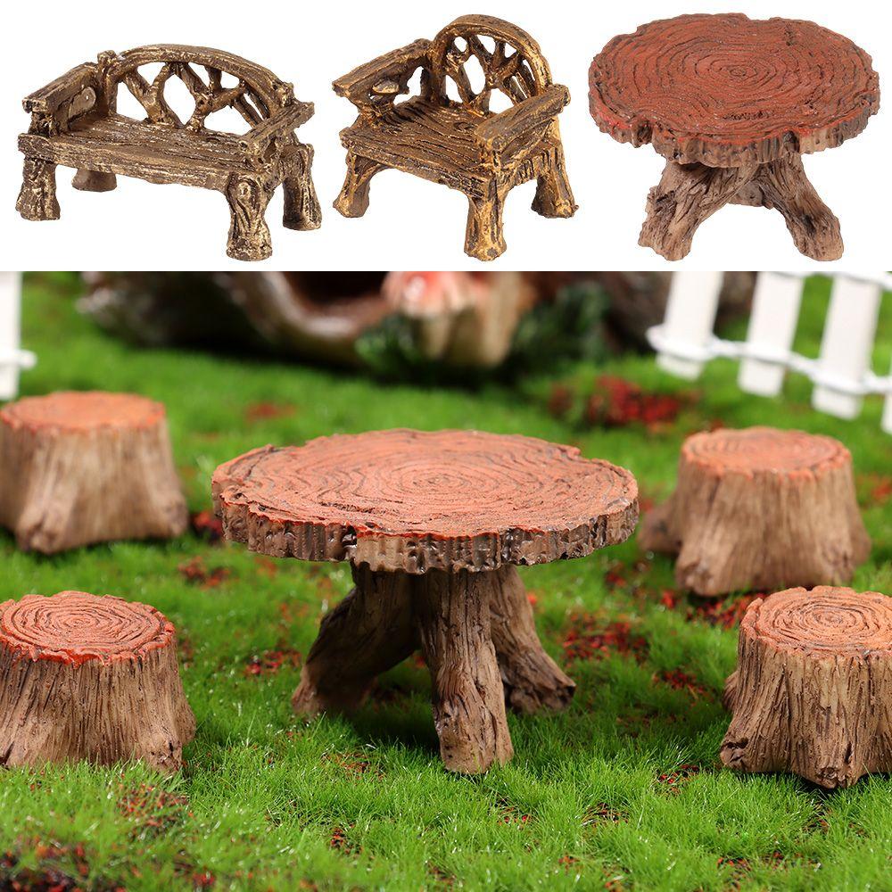 Scene Model Fairy Garden Decor Dollhouse Ornament Micro Landscapes Park Chair Figurines Mini Bench Miniature Stools Table