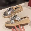 Straw Thick-soled Cool Slippers for Women's Summer Wear 2025 New Small Muffin Wedge Sandals with Skirts