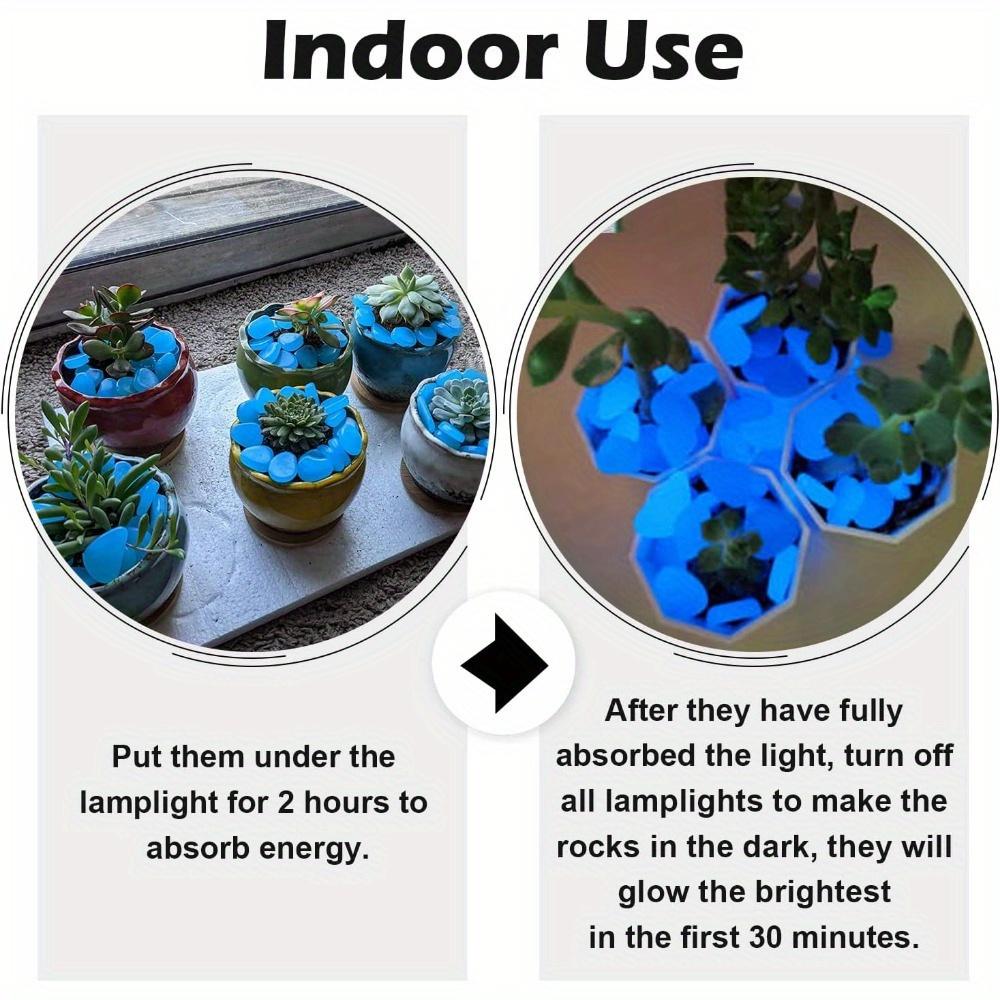 500 Pieces Luminous Blue Stones | Outdoor Garden Pathway Decor, Landscape Lighting for Potted Plants and Aquascapes, Made of Plastic