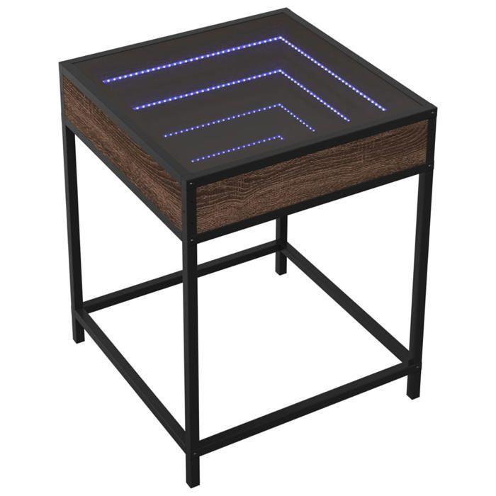 VidaXL Table de chevet avec LED infini chêne marron 40x40x51 cm 3284095