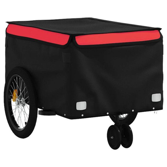 VidaXL Remorque de vélo noir et rouge 30 kg fer 94097
