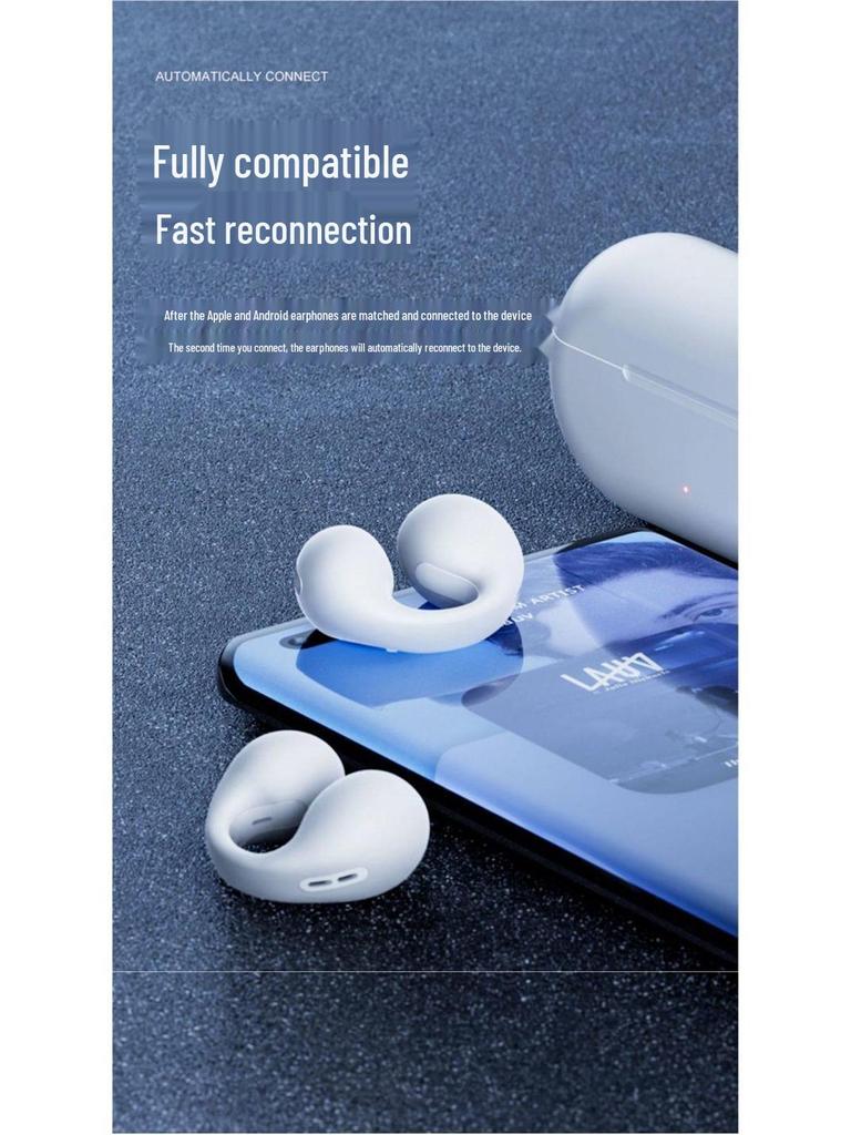 Bone Conduction Clip-on Bluetooth Headphones 25, 2025 Model, Binaural, Clear Sound, Long Standby