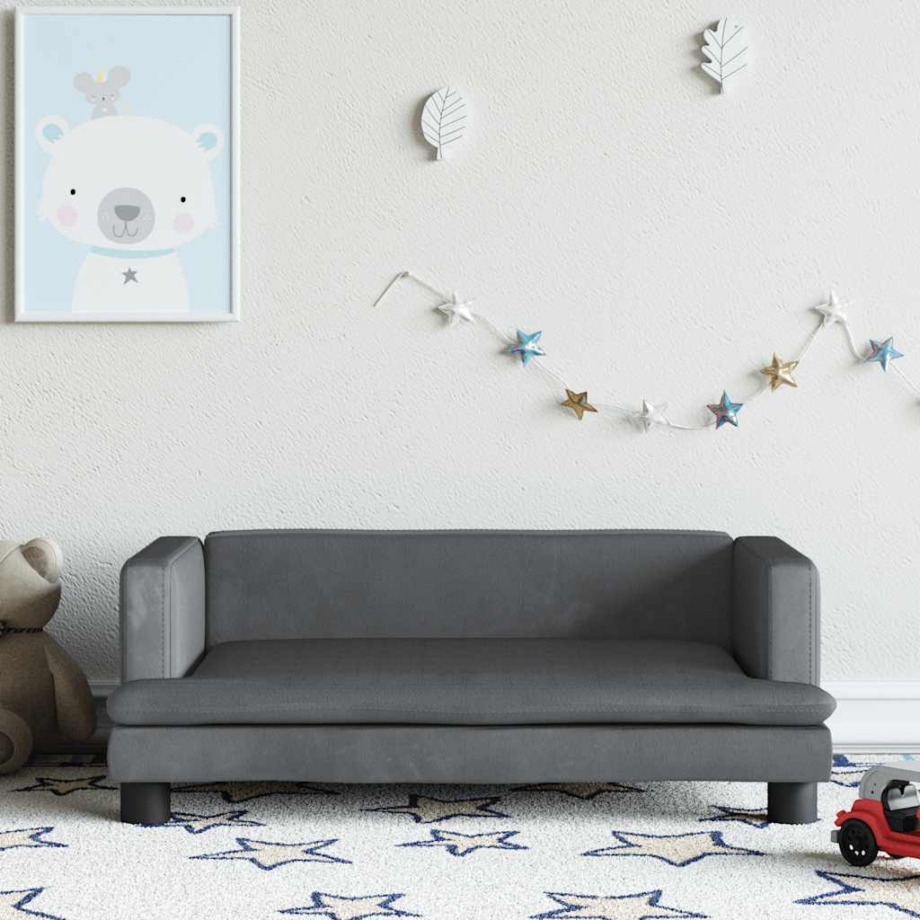 Kids Sofa Dark Grey 80 x 45 x 30 cm Velvet