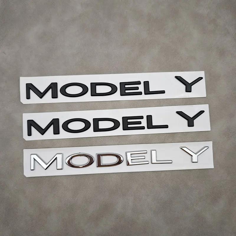 Autoaufkleber 2025 Neu Tesla 1 Stück ABS 3D Buchstaben ModelY Logo Chrom Schwarz Aufkleber Auto Heckklappen Abzeichen Emblem Für Tesla Model Y Au