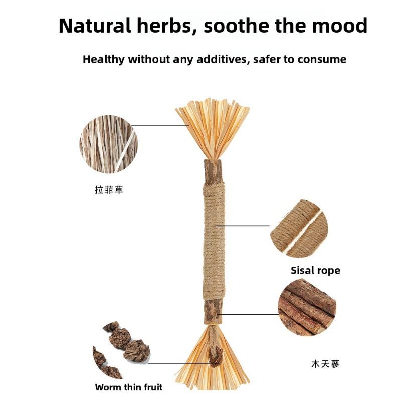 Pet Supplies - Cat Toys - Wooden Eupatorium Chew Stick - Seed Pod Rafi Grass Self-entertaining Chewing Cat Toy