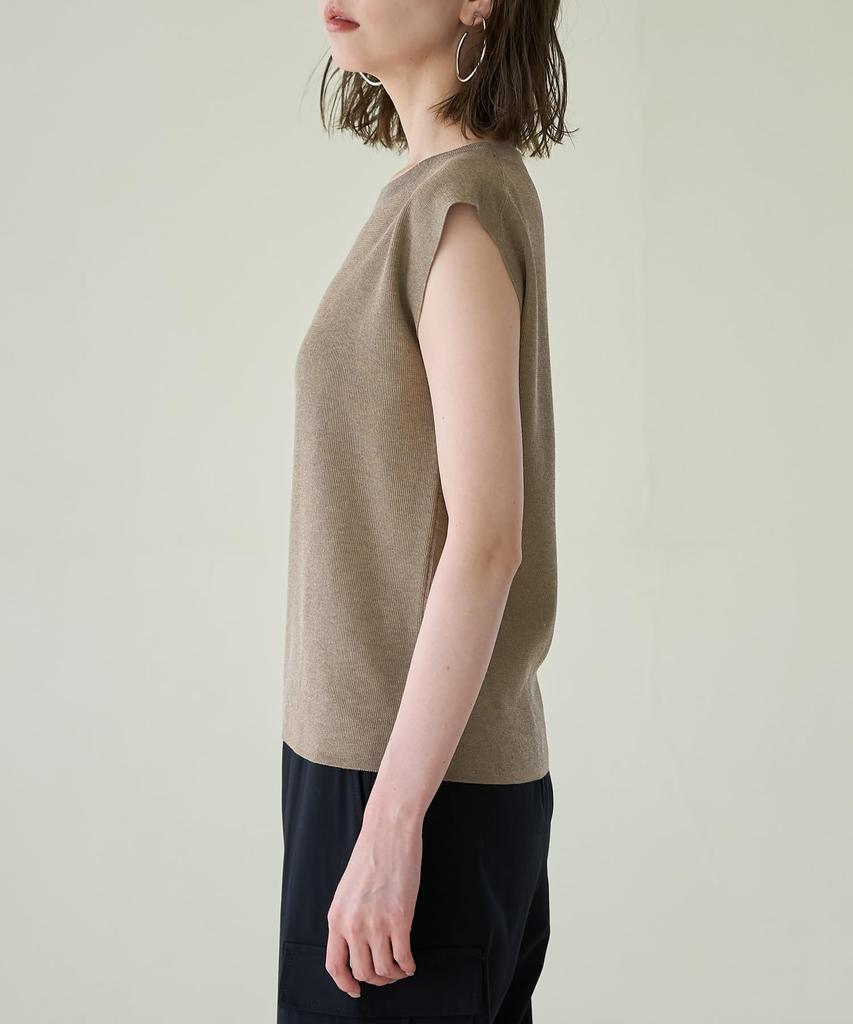 ROPE PICNIC LEVITA Spark Nylon Zero Sleeve Knit Beige Pullover, Women's, GDM54310, (27)