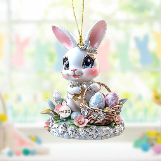 Weihnachtsornament Niedliche Katze Hase Auto Rückspiegel Anhänger 2D Flache Acryl Hängeanhänger für Fenster Wand Rucksack Dekor