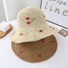 Cute Cherry Straw Fisherman's Hat Children Summer Sun Protection Seaside Vacation Beach Big Brim Sun Hat