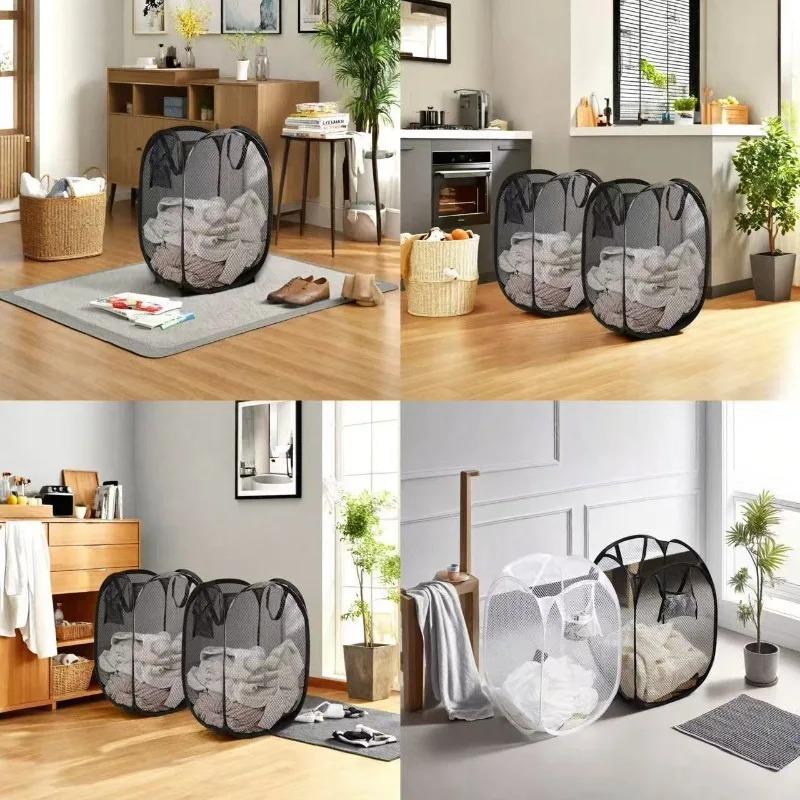 Household Dirty Clothes Basket Foldable Storage Basket University Dormitory Living Room Storage Bucket Laundry Bag