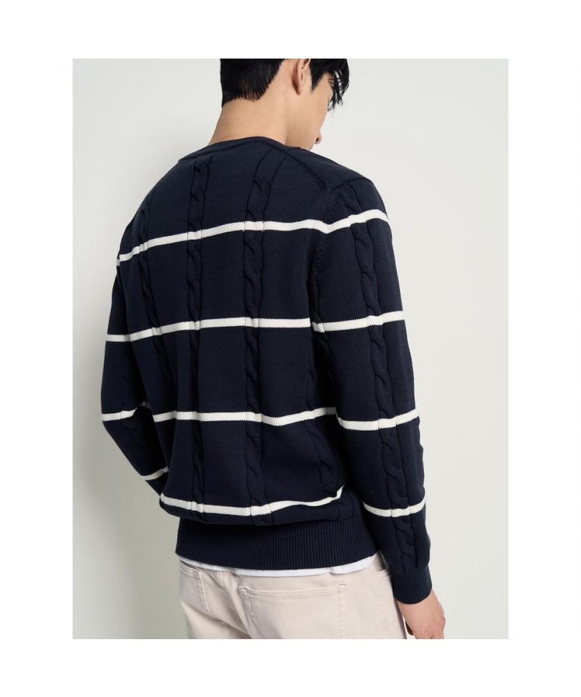 Binpolmen Cable Stripe Knit Navy