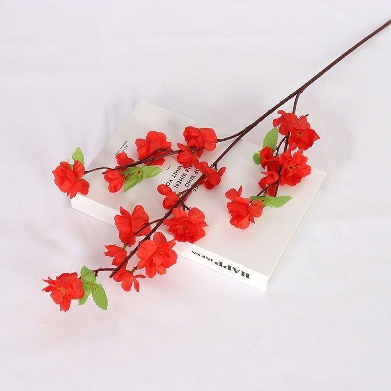 High-Grade Peach Blossom Artificial Flower, Single Stem, Floor-Standing Silk Decoration for Living Room and Weddings