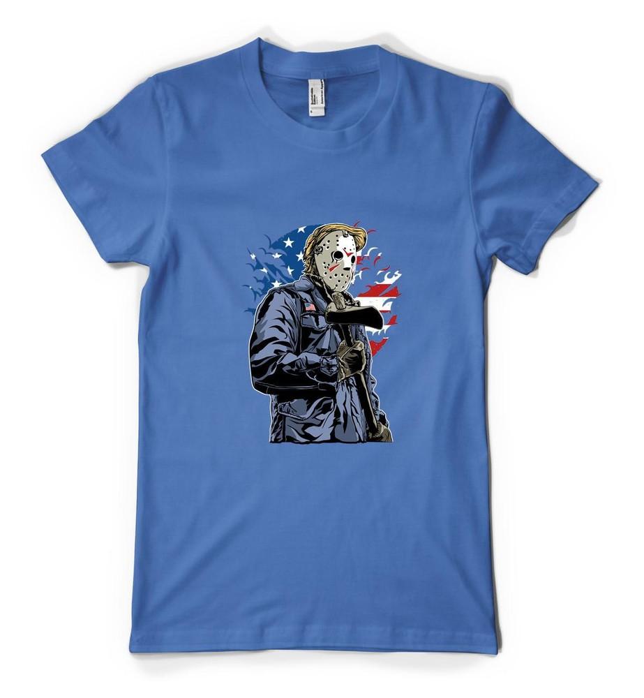 

American Killer Jason USA Flag Halloween Trump Personalised Unisex Adult T Shirt 3XL