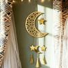 Islámský Ramadan Eid Mubarak Dřevěná Nástěnná Dekorace Zlatý Akrylový Měsíc Hvězda Lucerna Třásně Závěsné Ozdoby pro Muslimský Domov Večírek Dárek