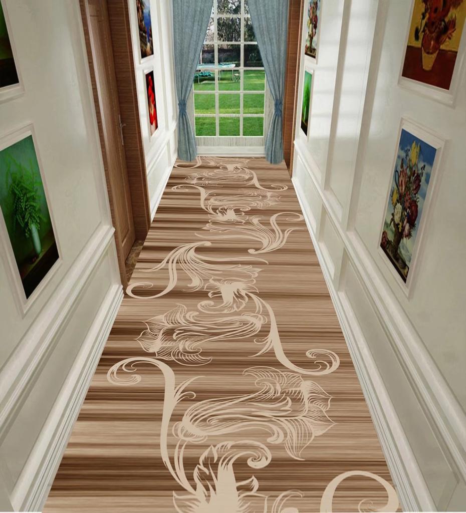 Nordischer geometrischer langer Flurteppich, leichter Luxus, Läuferteppich für Zuhause und Hotel, kann individuell angepasst werden, Treppenmatte für die Villa, rutschfester Flurteppich